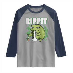Rippit Frog Meme Raglan Shirt Funny Stoner Bong Rip TS10 Sport Gray Navy Print Your Wear