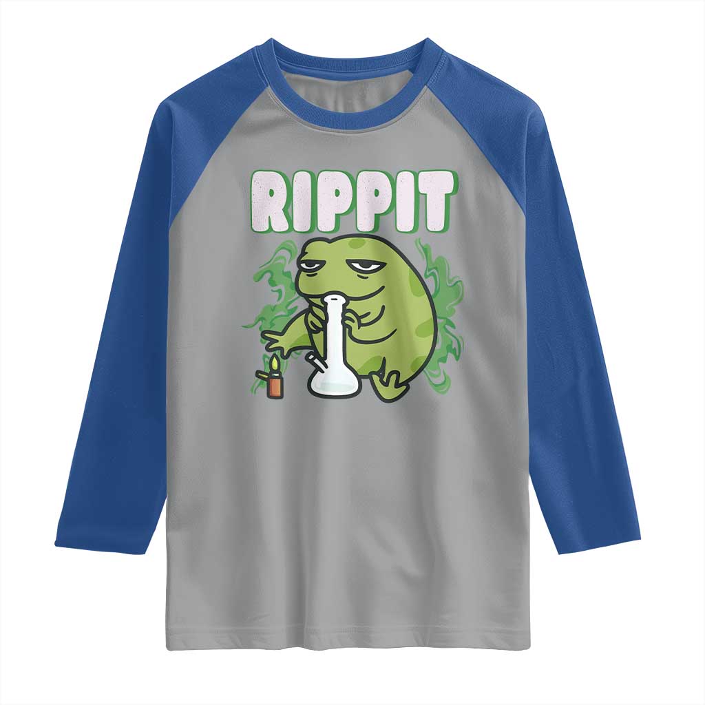 Rippit Frog Meme Raglan Shirt Funny Stoner Bong Rip TS10 Sport Gray Royal Print Your Wear