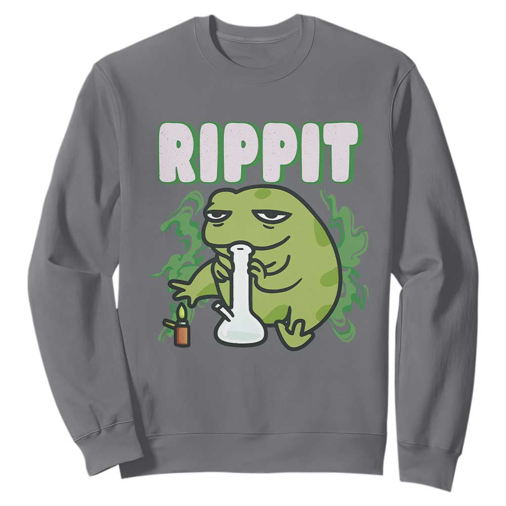 Rippit Frog Meme Sweatshirt Funny Stoner Bong Rip TS10 Charcoal Print Your Wear