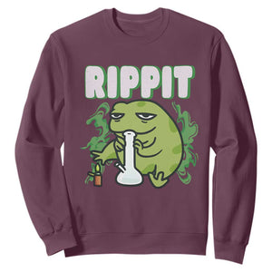 Rippit Frog Meme Sweatshirt Funny Stoner Bong Rip TS10 Maroon Print Your Wear