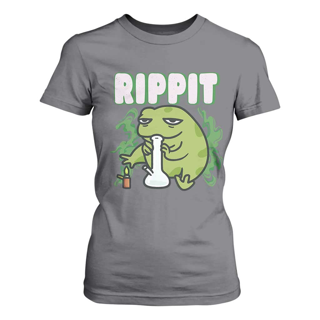 Rippit Frog Meme T Shirt For Women Funny Stoner Bong Rip TS10 Charcoal Print Your Wear