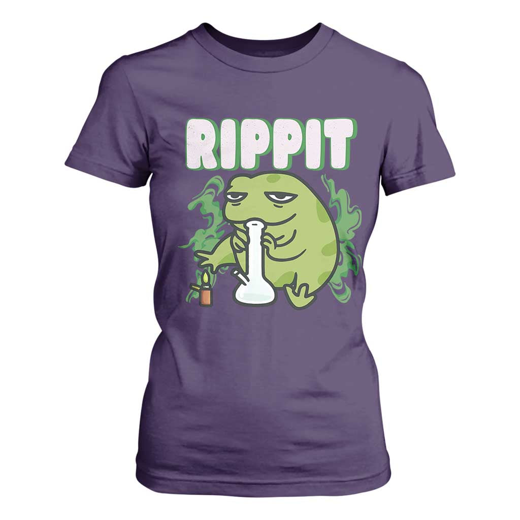 Rippit Frog Meme T Shirt For Women Funny Stoner Bong Rip TS10 Purple Print Your Wear