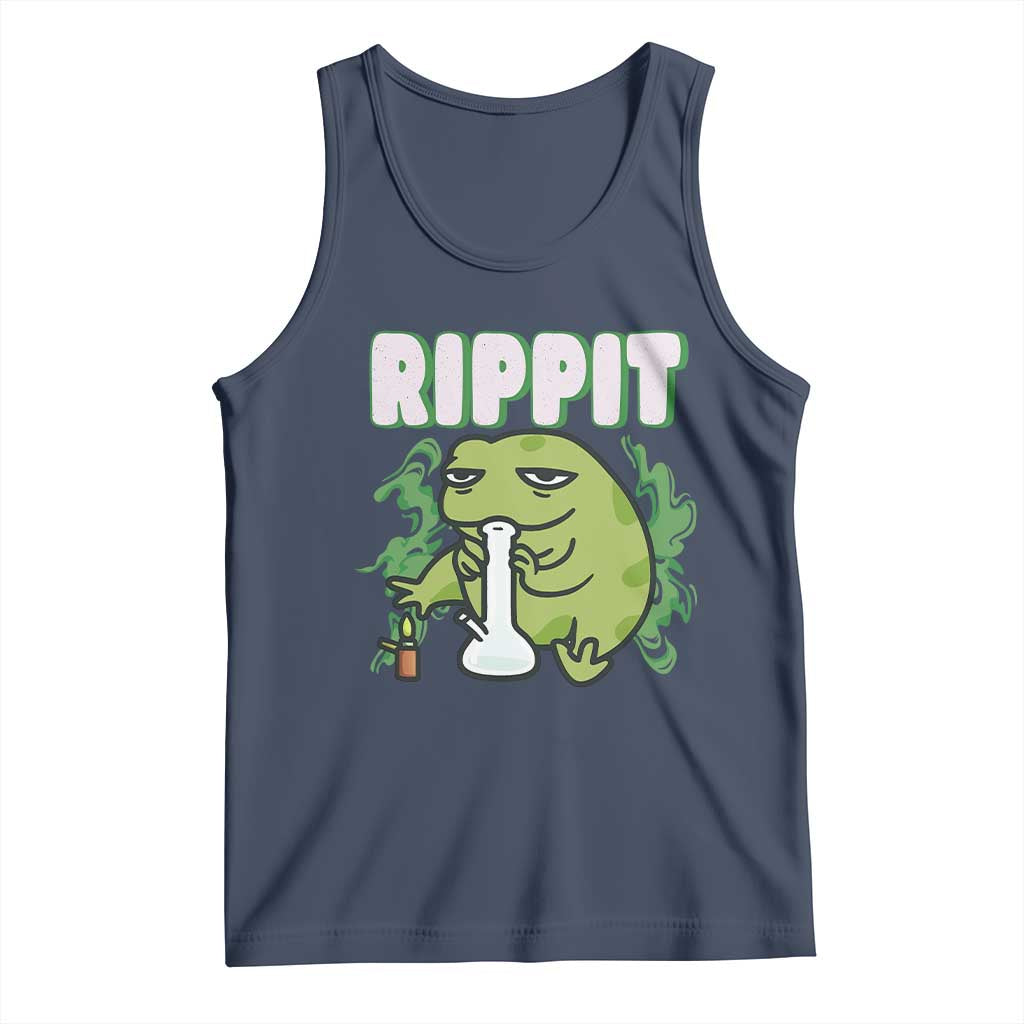 Rippit Frog Meme Tank Top Funny Stoner Bong Rip TS10 Navy Print Your Wear