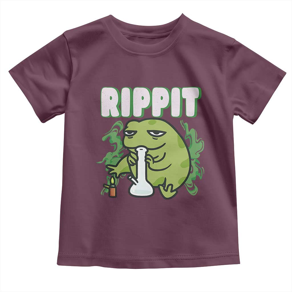 Rippit Frog Meme Toddler T Shirt Funny Stoner Bong Rip TS10 Maroon Print Your Wear