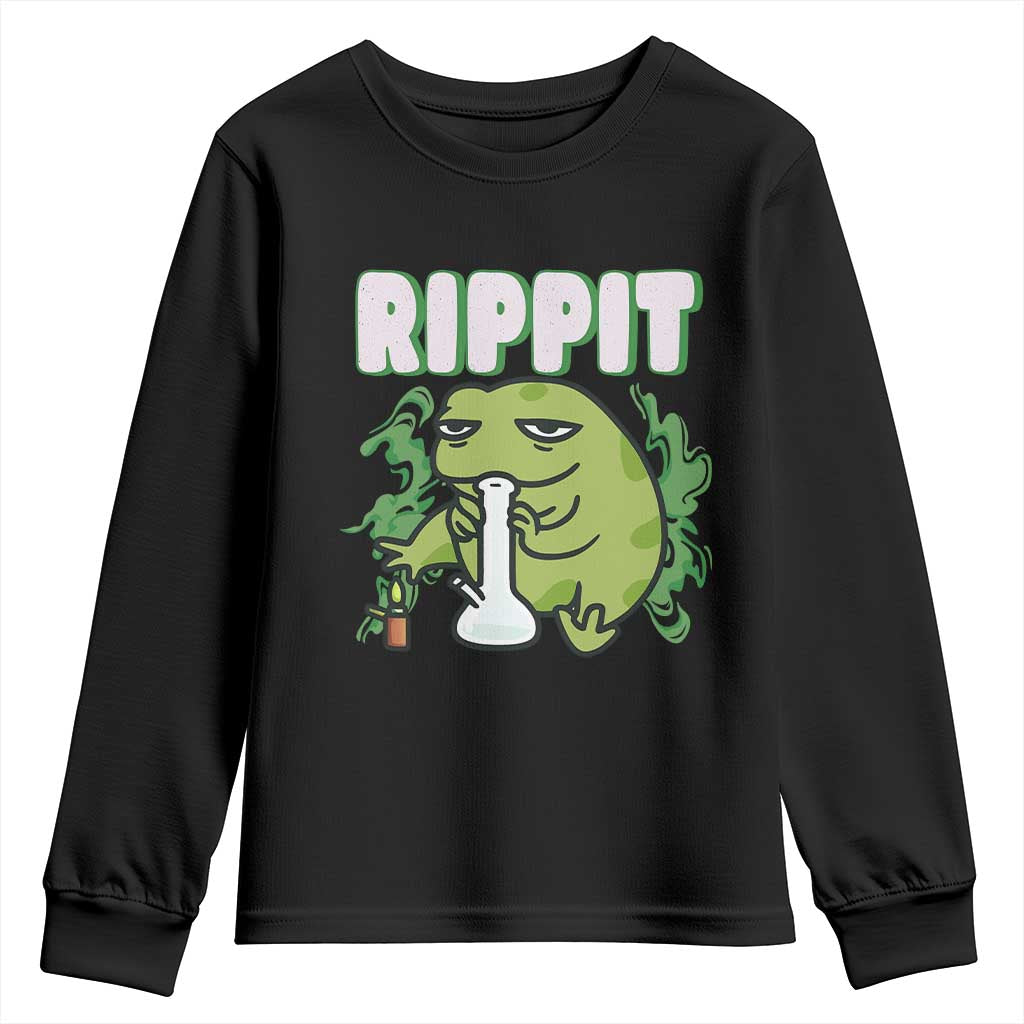 Rippit Frog Meme Youth Sweatshirt Funny Stoner Bong Rip TS10 Black Print Your Wear