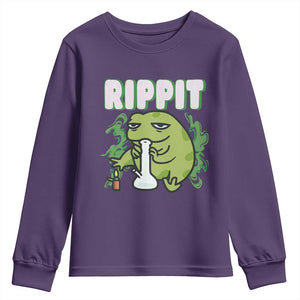 Rippit Frog Meme Youth Sweatshirt Funny Stoner Bong Rip TS10 Purple Print Your Wear