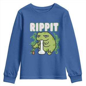 Rippit Frog Meme Youth Sweatshirt Funny Stoner Bong Rip TS10 Royal Blue Print Your Wear