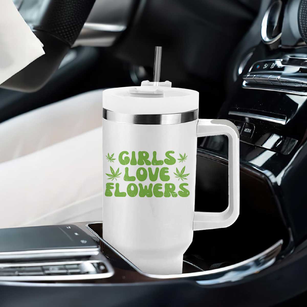 Girls Love Flowers Weed Cannabis Tumbler With Handle Funny Marijuana 420 Gift TS10 Print Your Wear