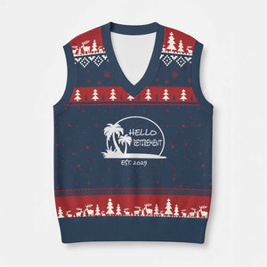 Retired Est 2025 V-Neck Knit Sweater Vest Hello Retirement Summer Vibes TS10 Navy Red Print Your Wear