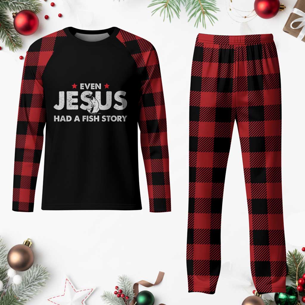 Christian Fishing Plaid Pajama Set Even Jesus Had A Fish Story Funny Fisherman TS10 Buffalo Plaid Print Your Wear