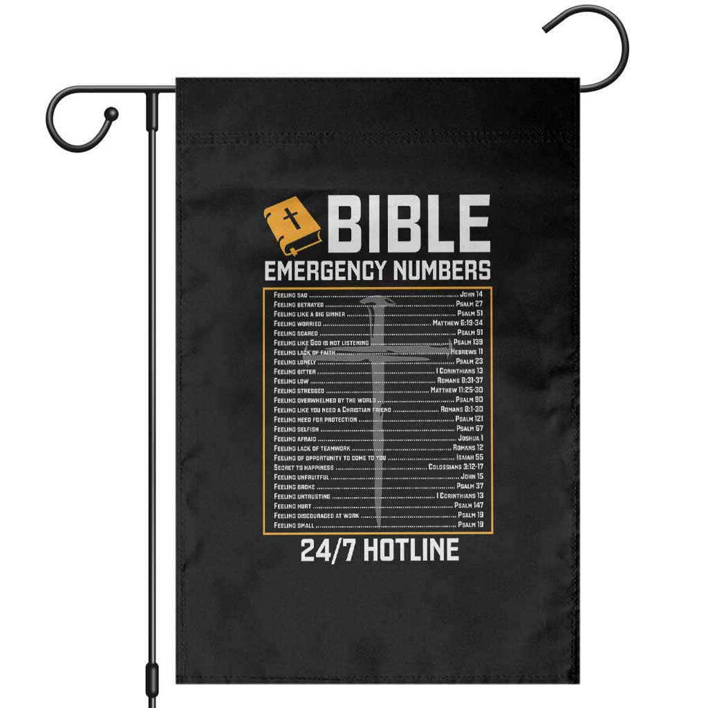 Bible Emergency Numbers Garden Flag Funny Christian Bible Jesus Religious TS10 Black Print Your Wear