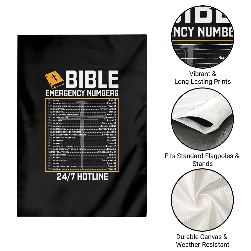 Bible Emergency Numbers Garden Flag Funny Christian Bible Jesus Religious TS10 Print Your Wear