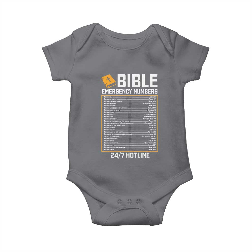 Bible Emergency Numbers Baby Onesie Funny Christian Bible Jesus Religious TS10 Charcoal Print Your Wear