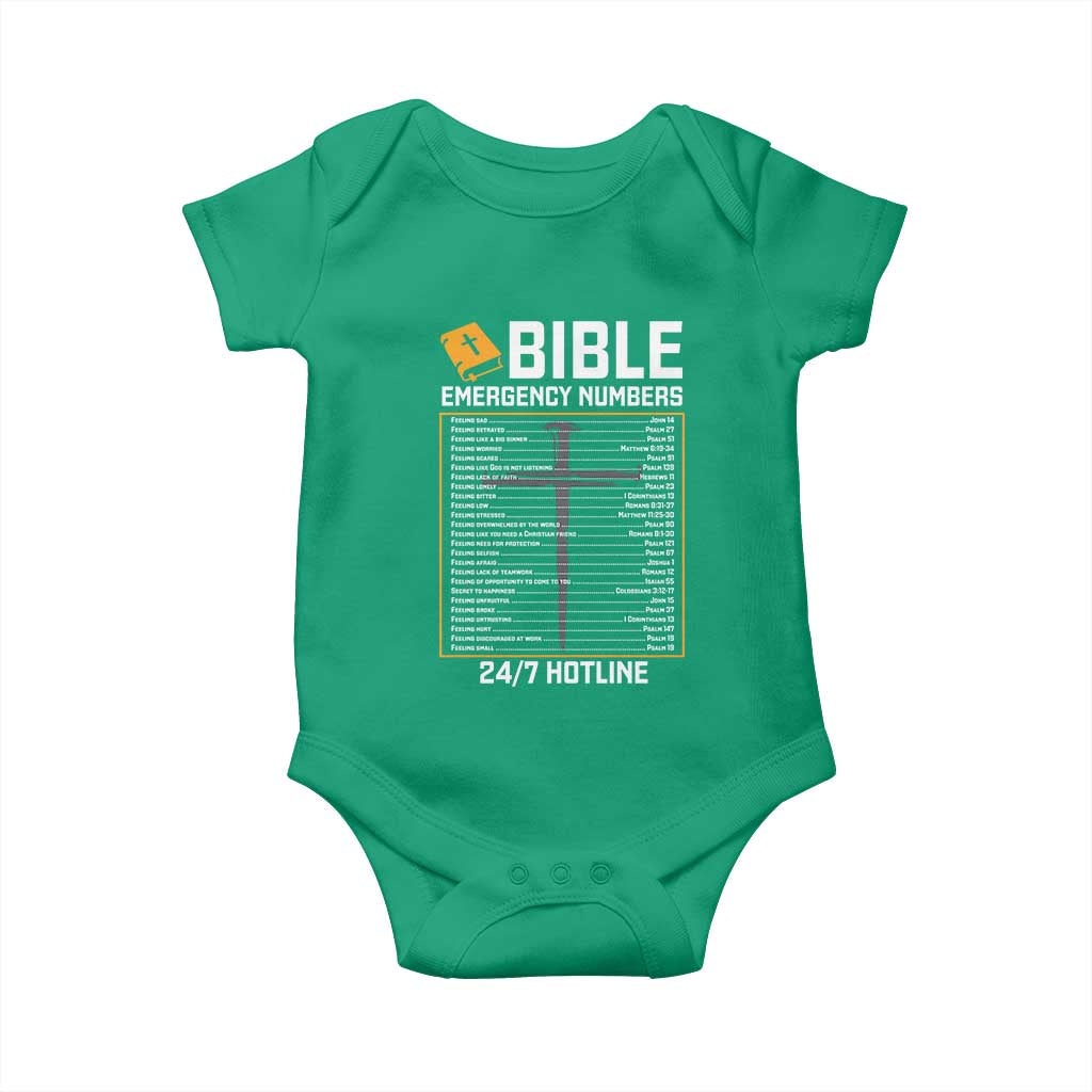 Bible Emergency Numbers Baby Onesie Funny Christian Bible Jesus Religious TS10 Irish Green Print Your Wear