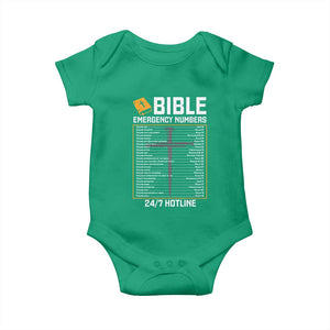 Bible Emergency Numbers Baby Onesie Funny Christian Bible Jesus Religious TS10 Irish Green Print Your Wear