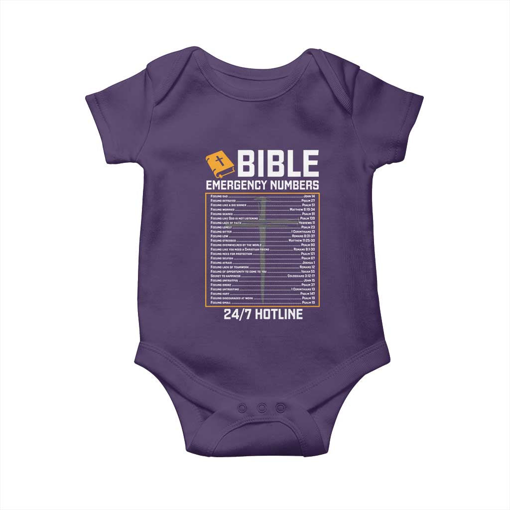 Bible Emergency Numbers Baby Onesie Funny Christian Bible Jesus Religious TS10 Purple Print Your Wear