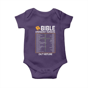 Bible Emergency Numbers Baby Onesie Funny Christian Bible Jesus Religious TS10 Purple Print Your Wear