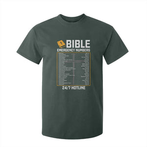 Bible Emergency Numbers T Shirt For Kid Funny Christian Bible Jesus Religious TS10 Dark Forest Green Print Your Wear