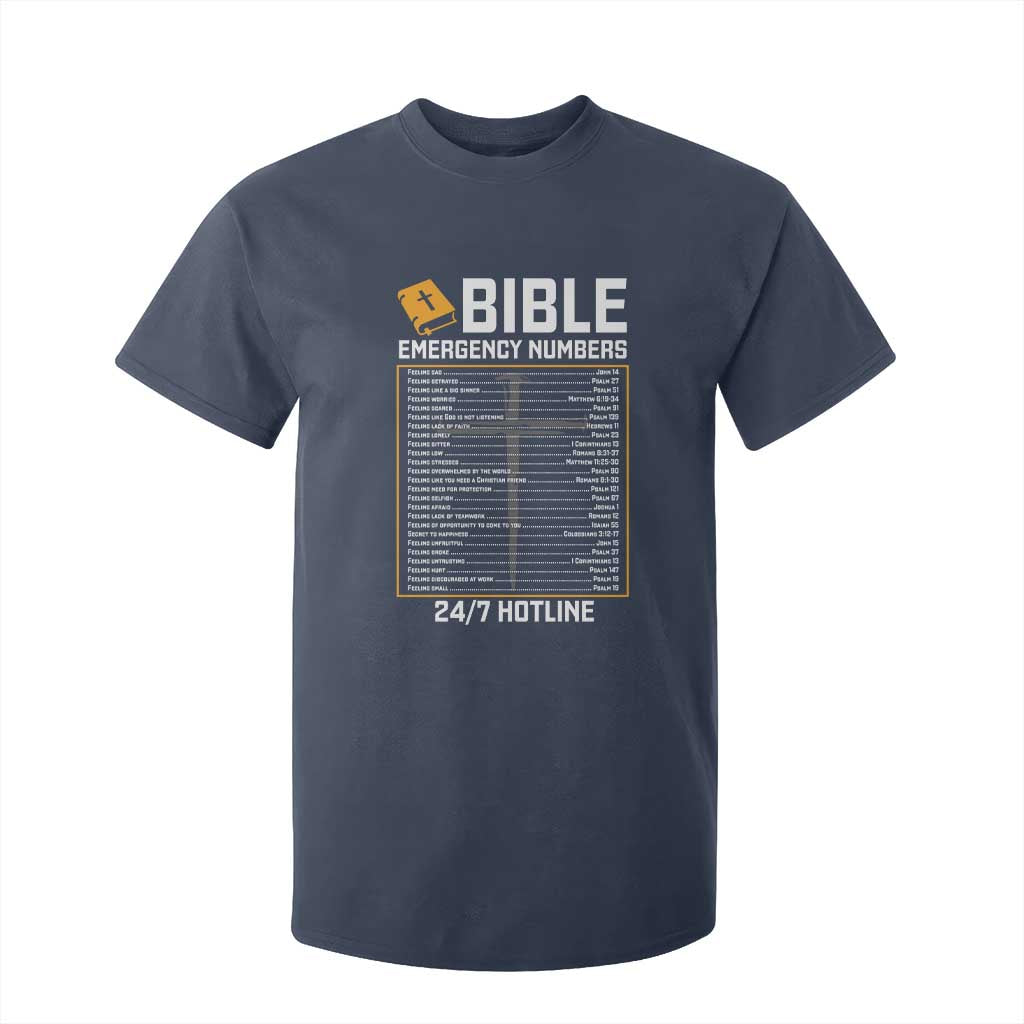 Bible Emergency Numbers T Shirt For Kid Funny Christian Bible Jesus Religious TS10 Navy Print Your Wear