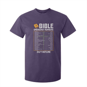 Bible Emergency Numbers T Shirt For Kid Funny Christian Bible Jesus Religious TS10 Purple Print Your Wear