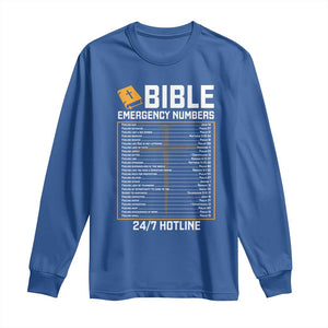 Bible Emergency Numbers Long Sleeve Shirt Funny Christian Bible Jesus Religious TS10 Royal Blue Print Your Wear