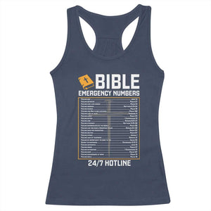 Bible Emergency Numbers Racerback Tank Top Funny Christian Bible Jesus Religious TS10 Navy Print Your Wear