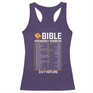 Bible Emergency Numbers Racerback Tank Top Funny Christian Bible Jesus Religious TS10 Purple Print Your Wear