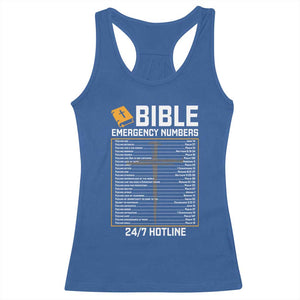 Bible Emergency Numbers Racerback Tank Top Funny Christian Bible Jesus Religious TS10 Royal Blue Print Your Wear