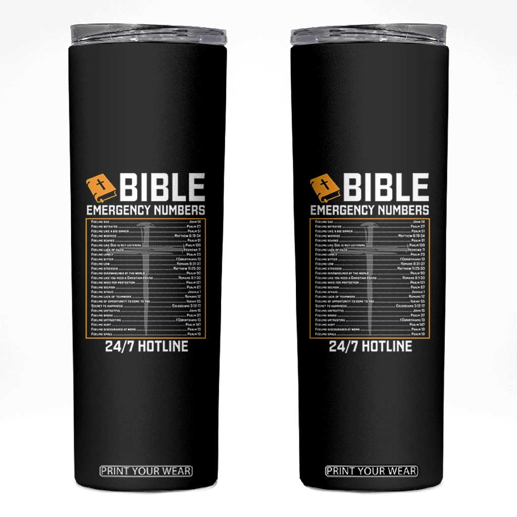 Bible Emergency Numbers Skinny Tumbler Funny Christian Bible Jesus Religious TS10 Black Print Your Wear