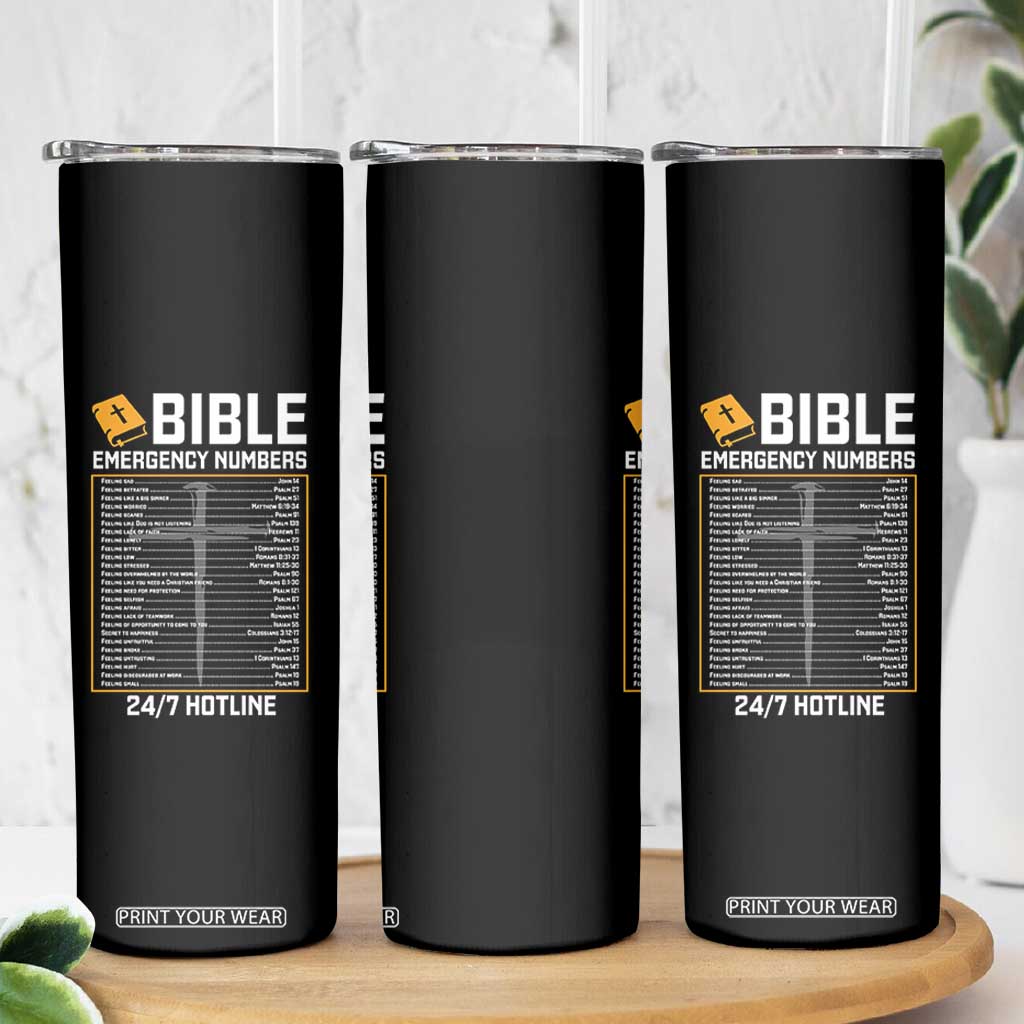 Bible Emergency Numbers Skinny Tumbler Funny Christian Bible Jesus Religious TS10 Print Your Wear