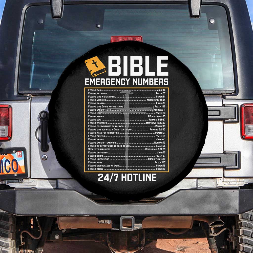 Bible Emergency Numbers Spare Tire Cover Funny Christian Bible Jesus Religious TS10 No hole Black Print Your Wear