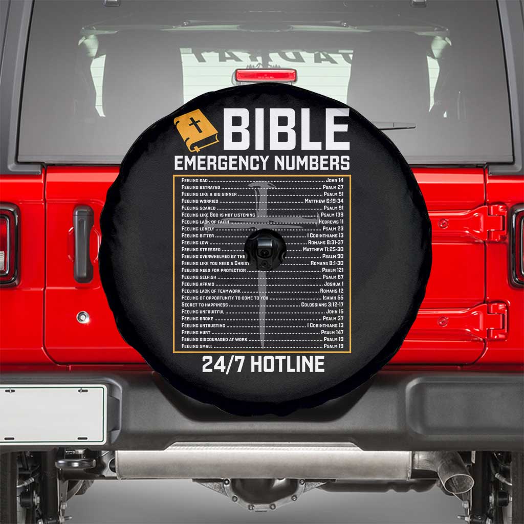 Bible Emergency Numbers Spare Tire Cover Funny Christian Bible Jesus Religious TS10 Black Print Your Wear