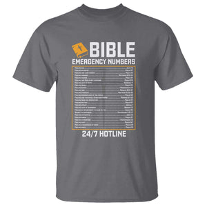 Bible Emergency Numbers T Shirt Funny Christian Bible Jesus Religious TS10 Charcoal Print Your Wear