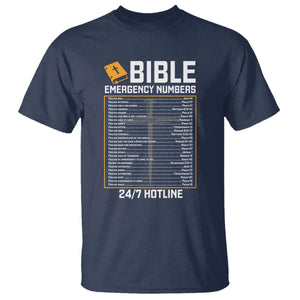 Bible Emergency Numbers T Shirt Funny Christian Bible Jesus Religious TS10 Navy Print Your Wear