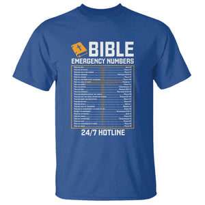 Bible Emergency Numbers T Shirt Funny Christian Bible Jesus Religious TS10 Royal Blue Print Your Wear