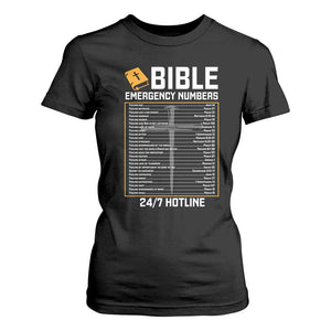 Bible Emergency Numbers T Shirt For Women Funny Christian Bible Jesus Religious TS10 Black Print Your Wear