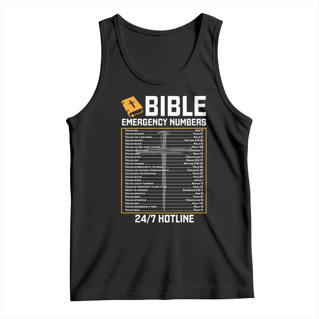 Bible Emergency Numbers Tank Top Funny Christian Bible Jesus Religious TS10 Black Print Your Wear