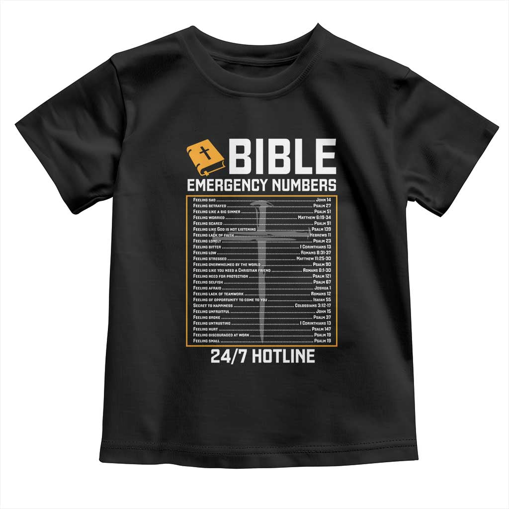 Bible Emergency Numbers Toddler T Shirt Funny Christian Bible Jesus Religious TS10 Black Print Your Wear