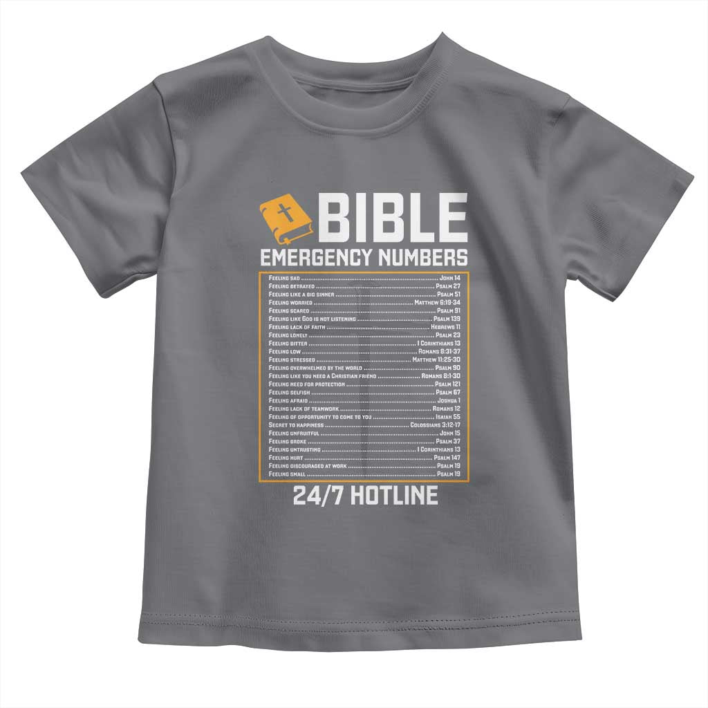 Bible Emergency Numbers Toddler T Shirt Funny Christian Bible Jesus Religious TS10 Charcoal Print Your Wear