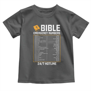 Bible Emergency Numbers Toddler T Shirt Funny Christian Bible Jesus Religious TS10 Dark Heather Print Your Wear