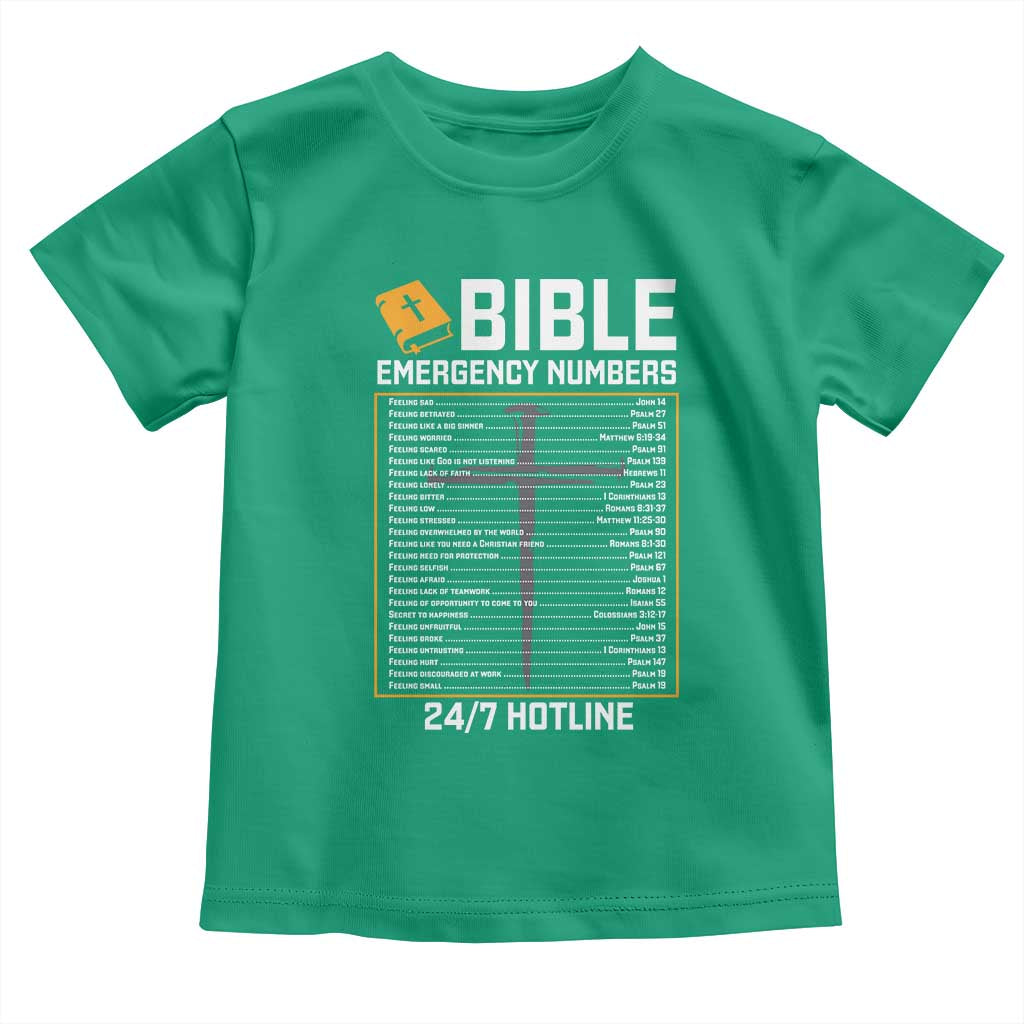 Bible Emergency Numbers Toddler T Shirt Funny Christian Bible Jesus Religious TS10 Irish Green Print Your Wear