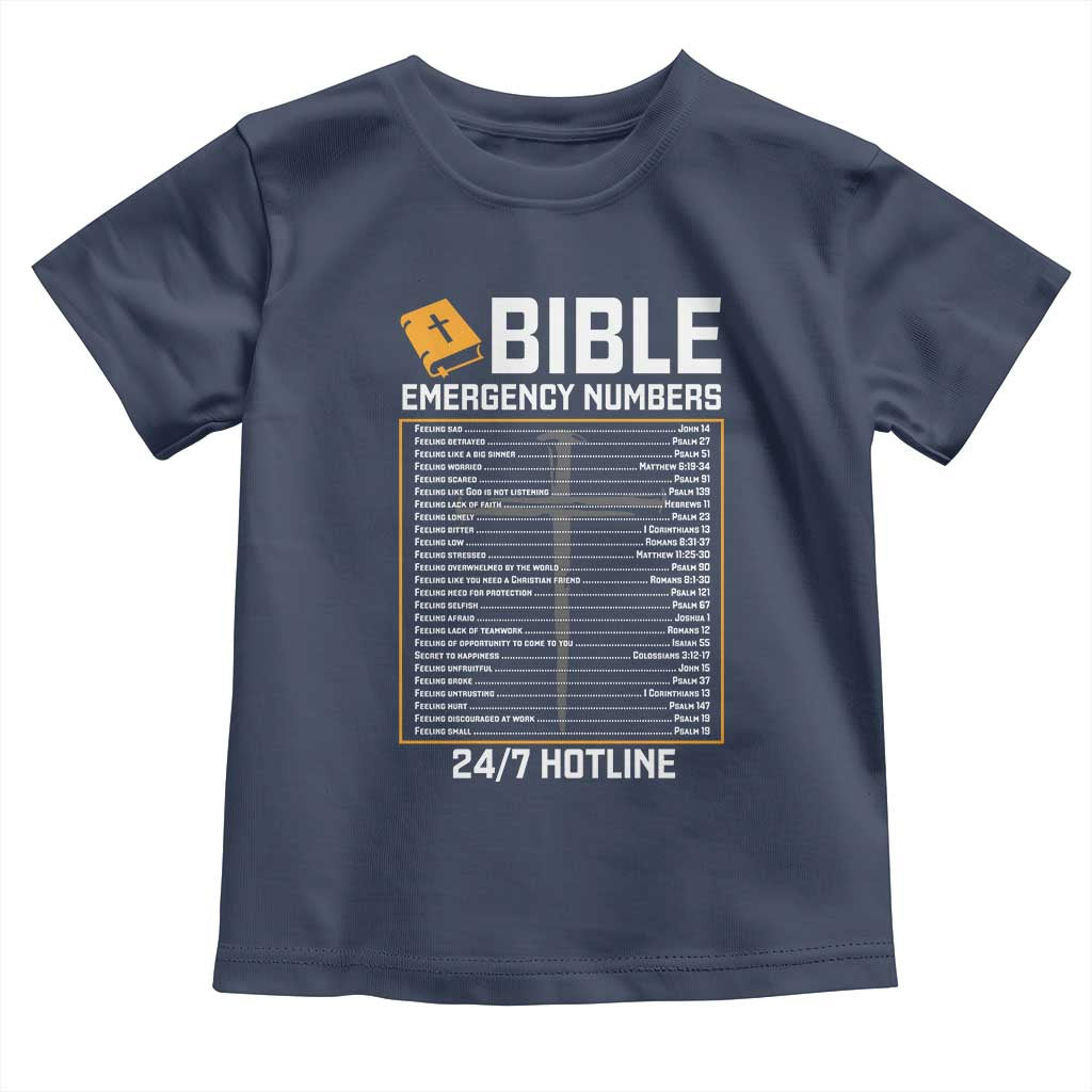 Bible Emergency Numbers Toddler T Shirt Funny Christian Bible Jesus Religious TS10 Navy Print Your Wear