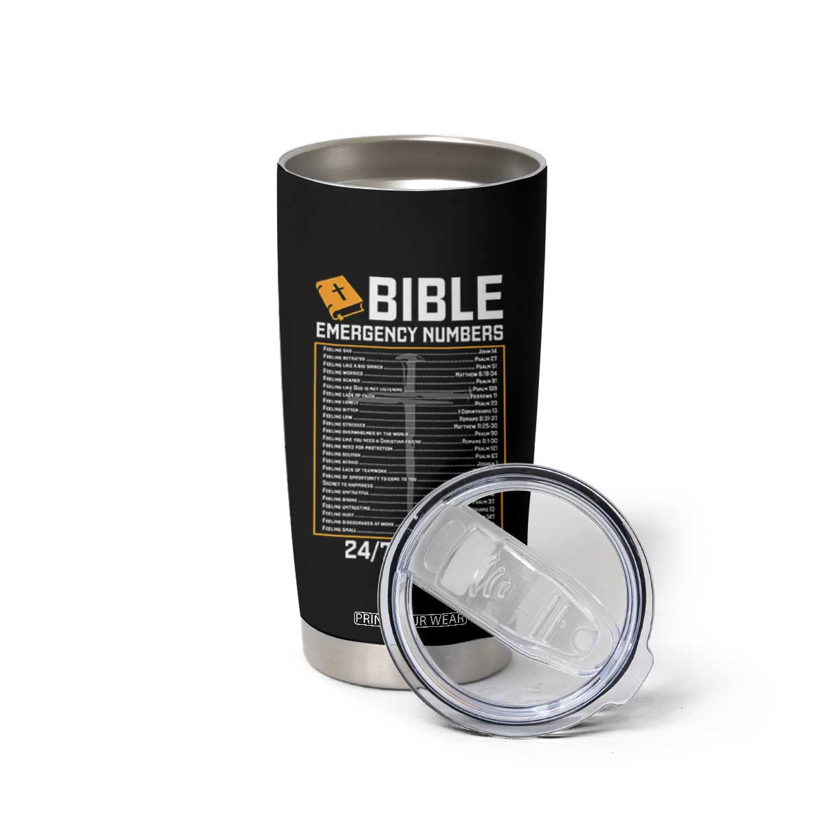 Bible Emergency Numbers Tumbler Cup Funny Christian Bible Jesus Religious TS10 Print Your Wear