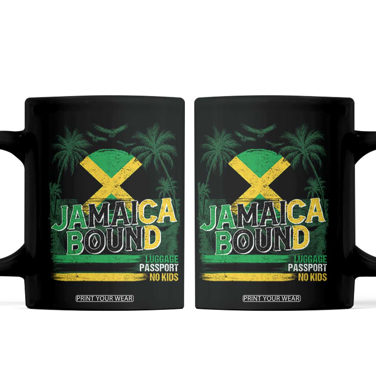 Jamaican Travel Coffee Mug Straight Trippin Jamaica Vacation Retro TS10 Black Print Your Wear