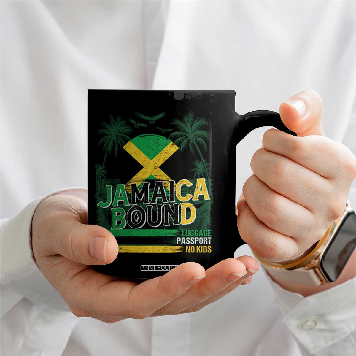 Jamaican Travel Coffee Mug Straight Trippin Jamaica Vacation Retro TS10 Print Your Wear