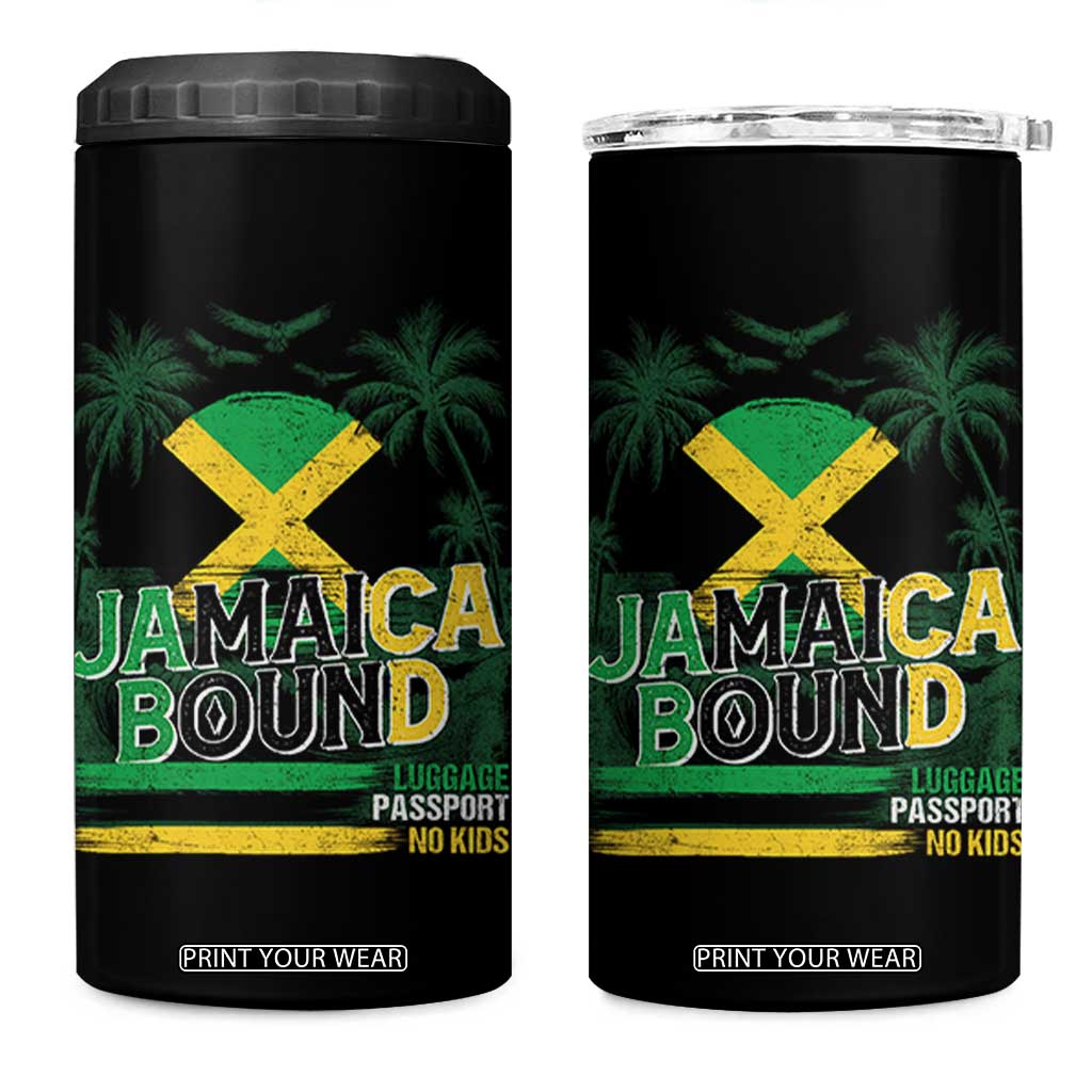 Jamaican Travel 4 in 1 Can Cooler Tumbler Straight Trippin Jamaica Vacation Retro TS10 One Size: 16 oz Black Print Your Wear