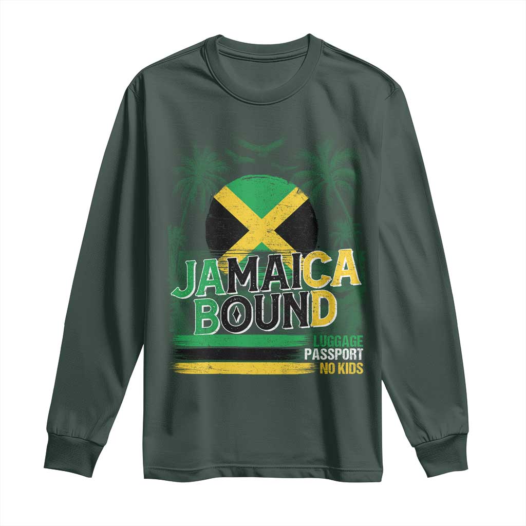 Jamaican Travel Long Sleeve Shirt Straight Trippin Jamaica Vacation Retro TS10 Dark Forest Green Print Your Wear