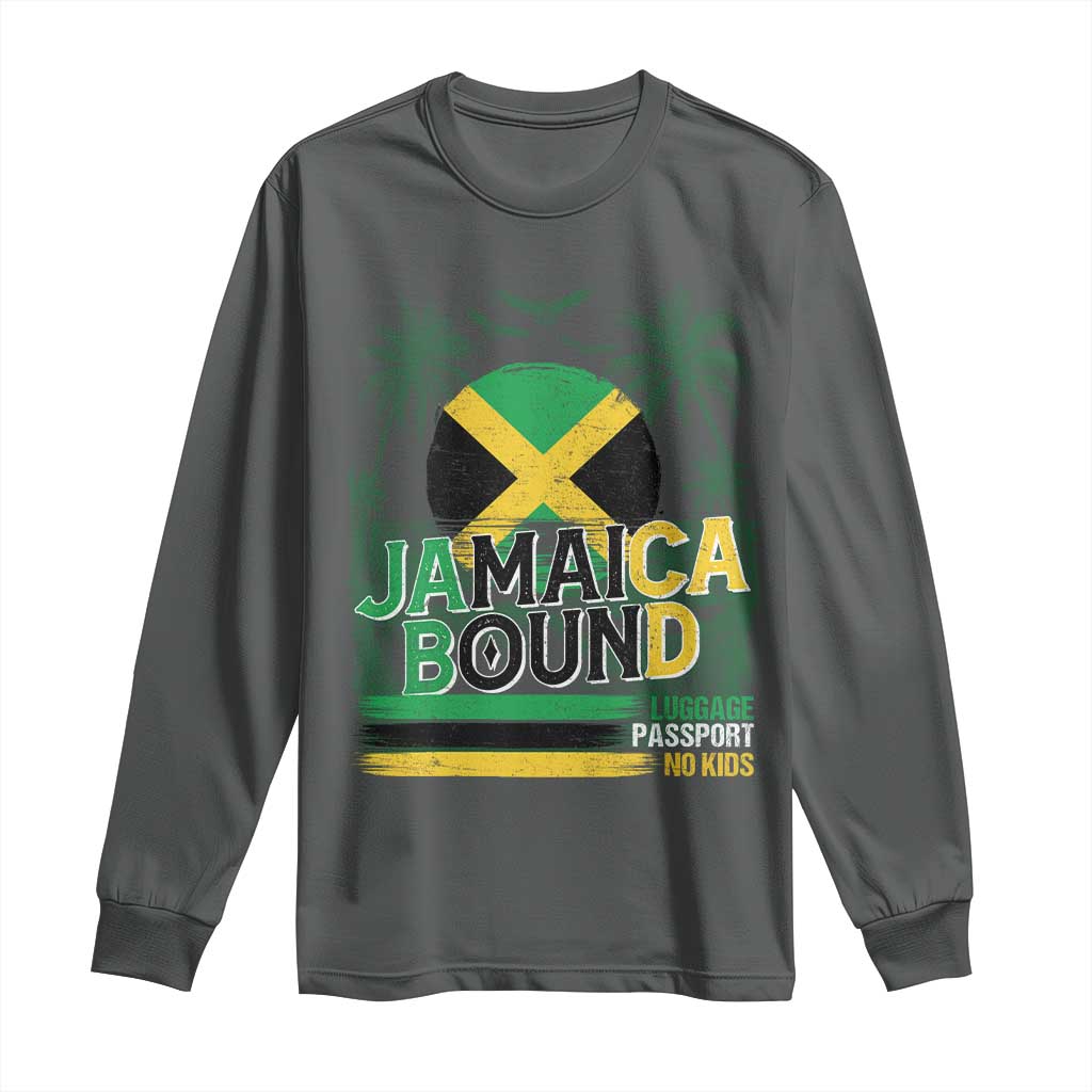 Jamaican Travel Long Sleeve Shirt Straight Trippin Jamaica Vacation Retro TS10 Dark Heather Print Your Wear