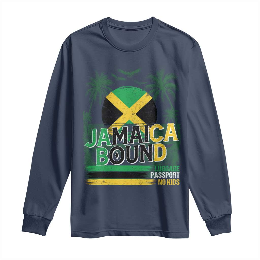 Jamaican Travel Long Sleeve Shirt Straight Trippin Jamaica Vacation Retro TS10 Navy Print Your Wear