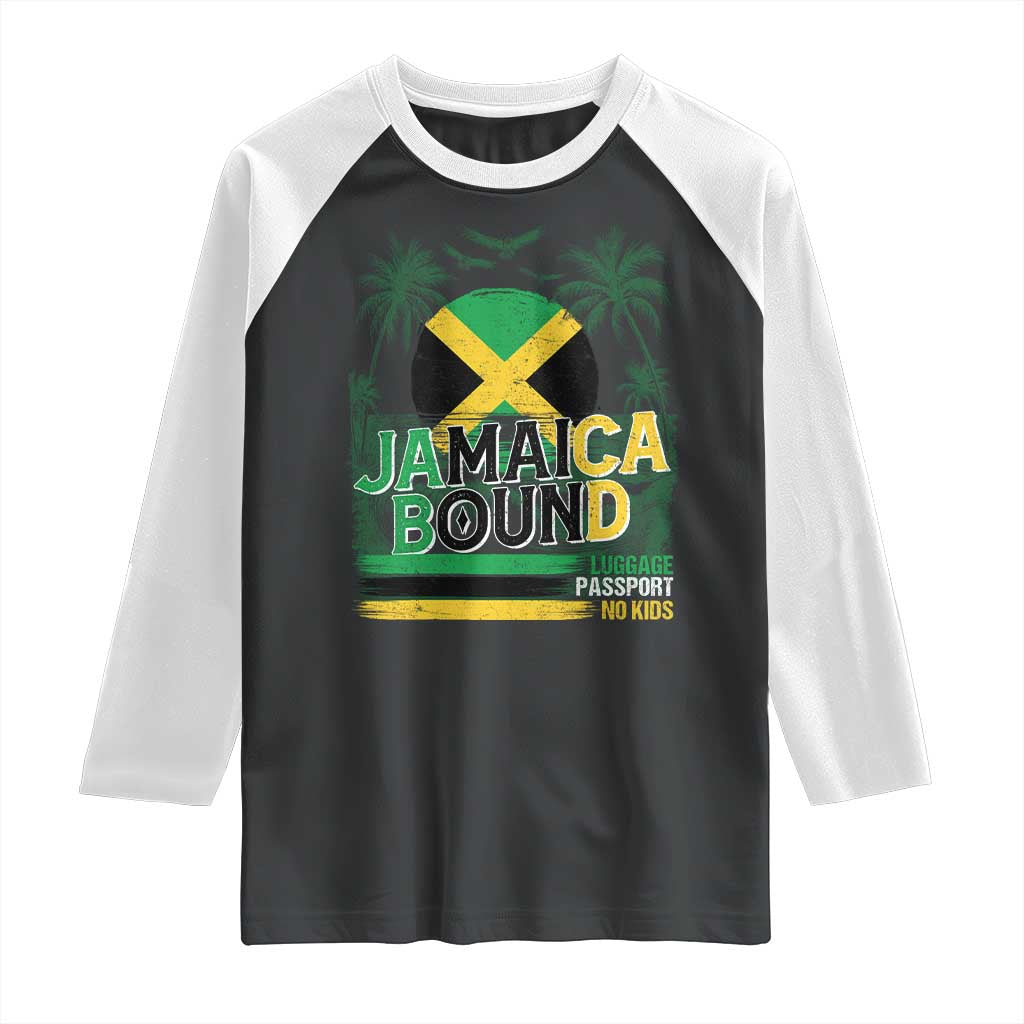 Jamaican Travel Raglan Shirt Straight Trippin Jamaica Vacation Retro TS10 Black White Print Your Wear